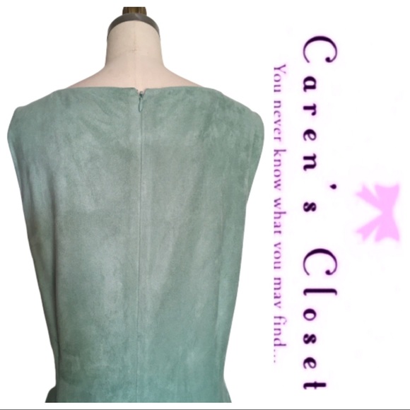 Gianni Bini Lazer Cut Mint Green Faux Suede Shift Dress - Picture 5 of 9